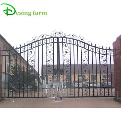 powder coated ornamental sliding swinging wrought iron gate for garden